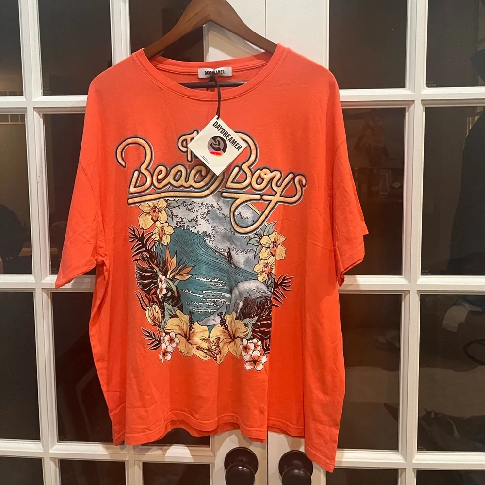 Daydreamer The Beach Boys Surfs Up Boyfriend Tee Orange - Picture 4 of 7
